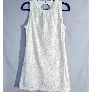 Milly Dress Eyelet Mini Ruffle Cotton Cottage Size 2 White